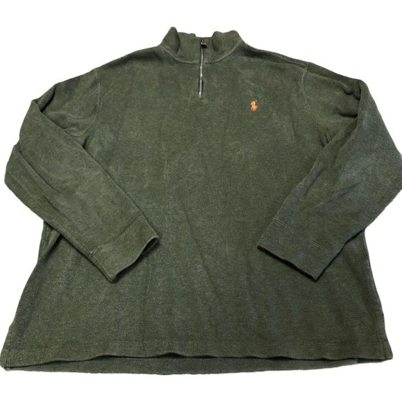 Polo Ralph Lauren Other - Polo Ralph Lauren Pullover Sweater Long Sleeve 1/4 Zip Size L Green 100% Cotton